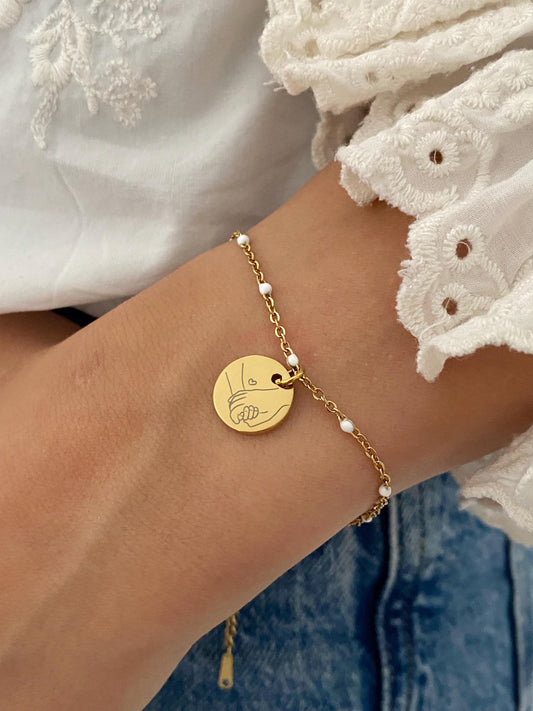 Bracelet Maman Personnalisé en Acier Inoxydable, Bijou Maman Personnalisé, Breloque Gravée, Bracelet Chaîne Ajustable, Cadeau Fête des Mères