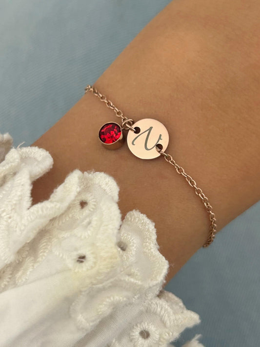 Bracelet minimaliste femme personnalisé, bracelet breloque et pierre de naissance, cadeau pour des amis, anniversaire, bridal party, evfj