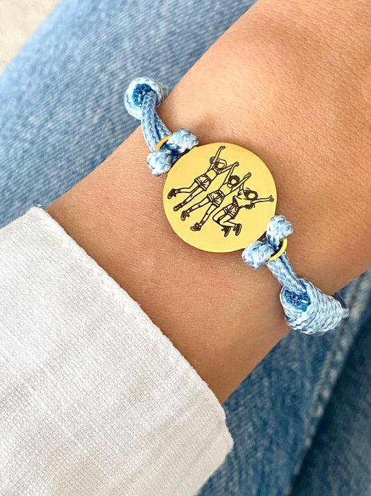 Bracelet Cordon Personnalisé Médaillon Acier Inoxydable, Bracelet Ajustable, Gravure au Choix, sœur de cœur, Cadeau Maman, Bijou Minimaliste