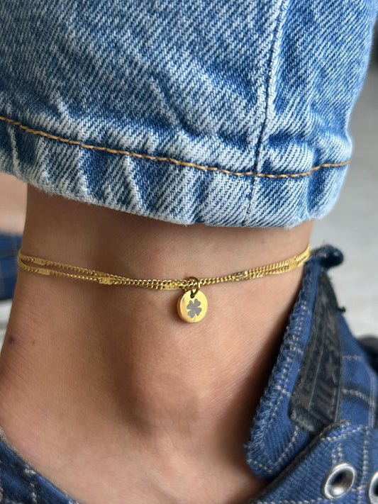 Bracelet de cheville personnalisé, bijoux d'été, bracelet de cheville initiales breloque,  chaîne double ajustable, cadeau personnalisé