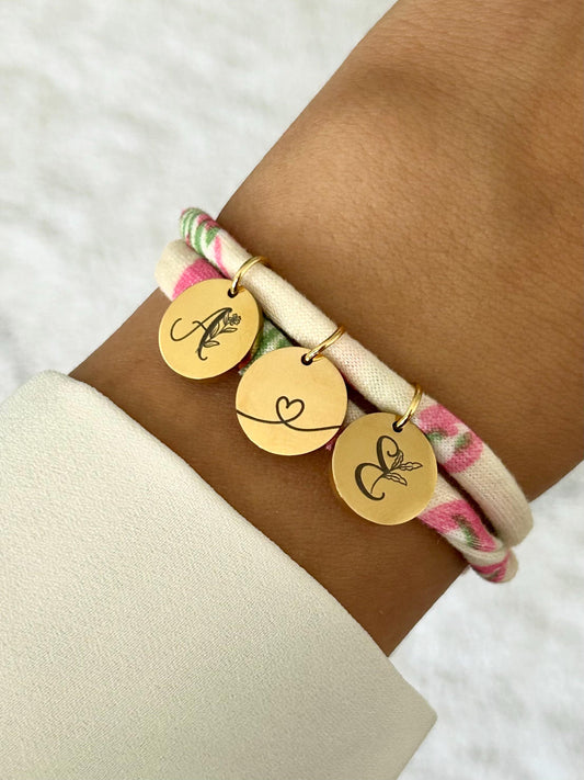 Bracelet personnalisé en cordon liberty, bracelet couple personnalisé, médaille à graver, cadeau couple, cadeau parents, cadeau amitié
