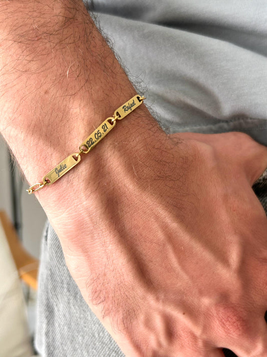 Bracelet Papa Personnalisé Prénoms Enfants, Bijou Homme Personnalisé, Gravure Noms, Cadeau Fête des Pères pour mari, papa, grand-père