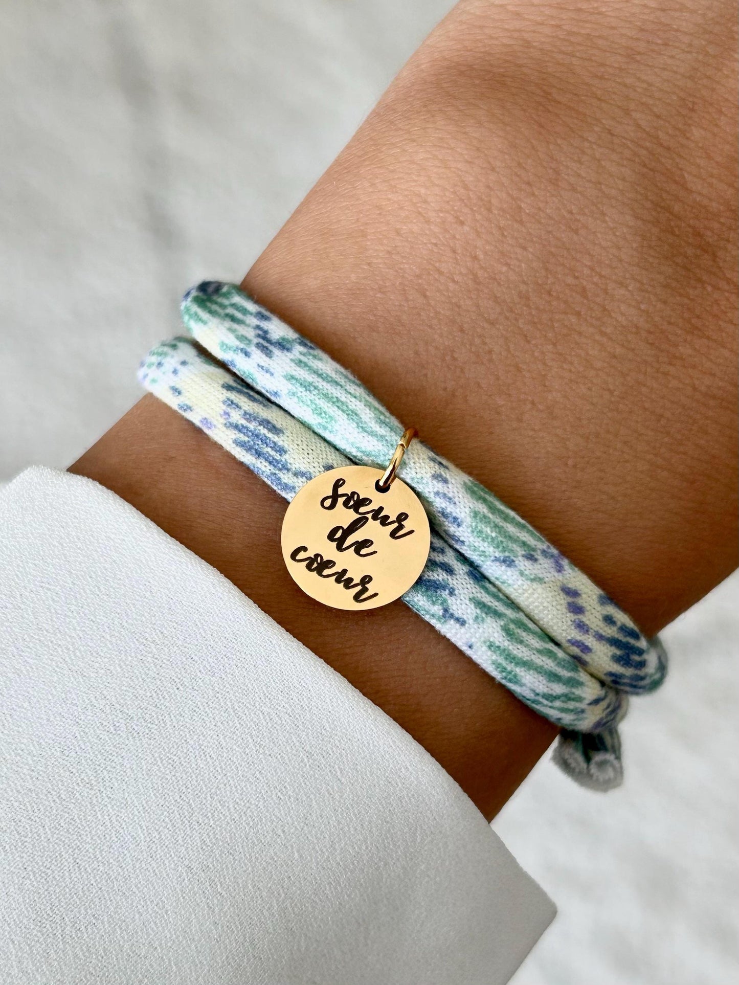 Bracelet sœur de cœur personnalisé en corde, bracelet sœur, bracelet amitié, bracelet médaille à graver, cadeau sœur, cadeau fête des mères