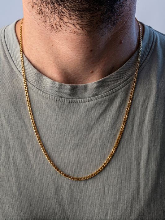 Collier homme en acier inoxydable, collier chaîne dorée cubaine, bijou homme, cadeau pour lui