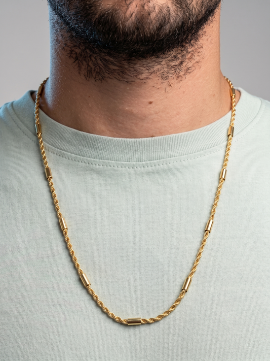 Collier homme en acier inoxydable, collier chaîne torsadée avec maillons, cadeau bijou homme