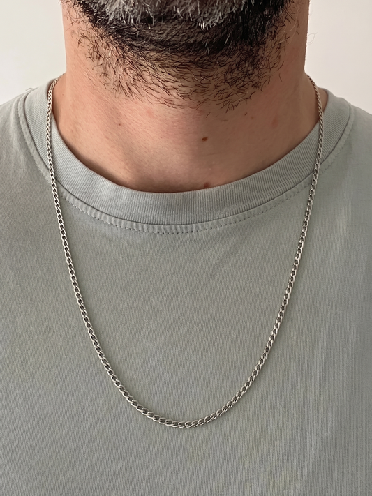 Collier homme en acier inoxydable, collier chaîne argentée cubaine, bijou homme, cadeau pour lui