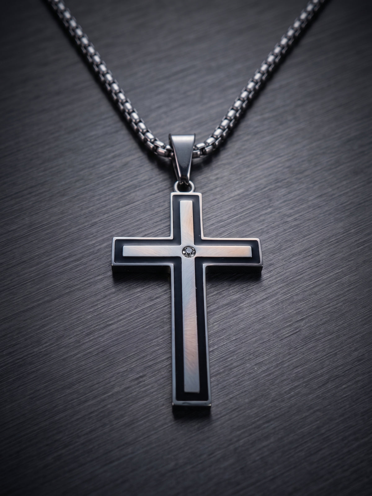 Collier pendante croix acier inoxydable argenté, collier chaîne chrétienne, homme, cadeau religieux