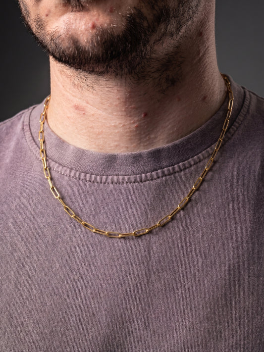 Collier homme en acier inoxydable, collier chaîne trombone fin, bijou homme, cadeau pour lui