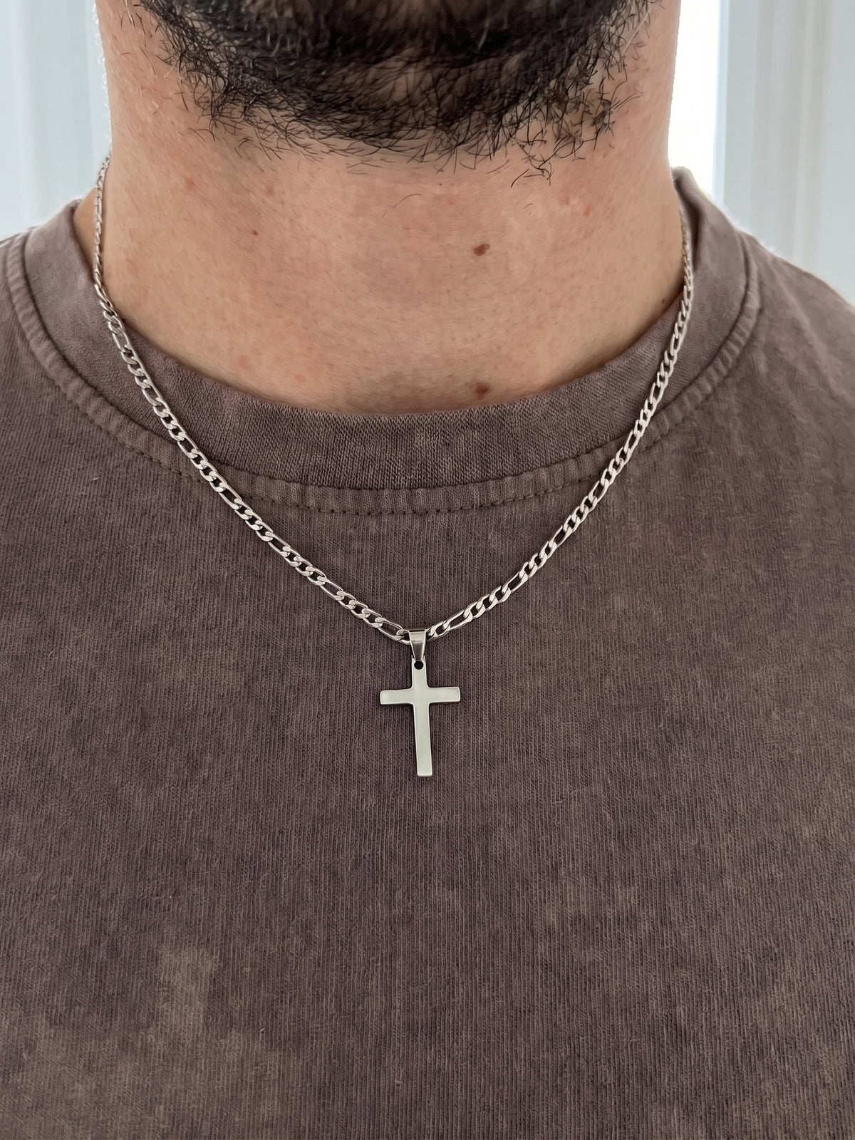 Collier pendante croix acier inoxydable, collier chaîne chrétienne, collier homme, cadeau religieux