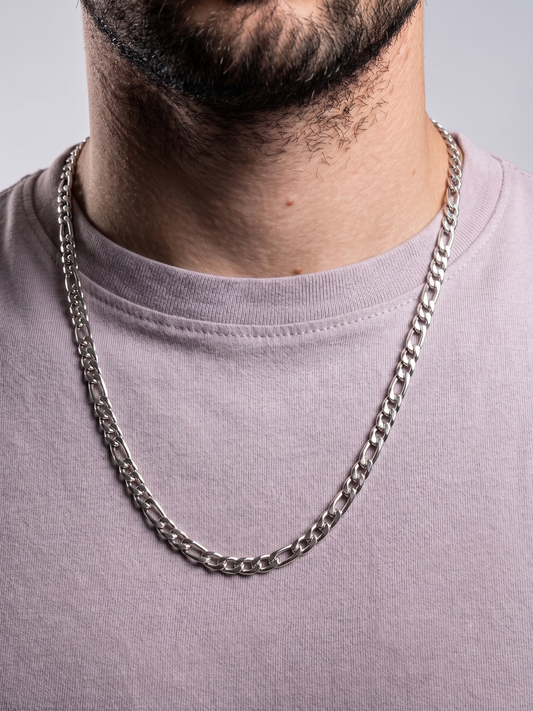 Collier homme en acier inoxydable, collier chaîne figaro, bijou homme, cadeau pour lui