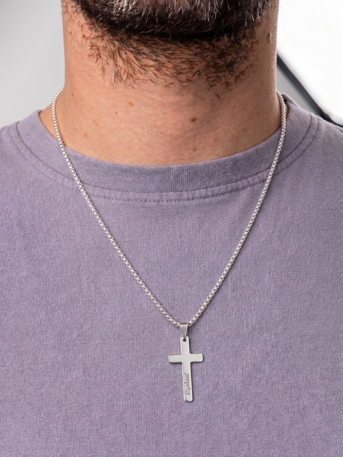Collier pendante croix acier inoxydable, collier chaîne chrétienne, collier homme, cadeau religieux