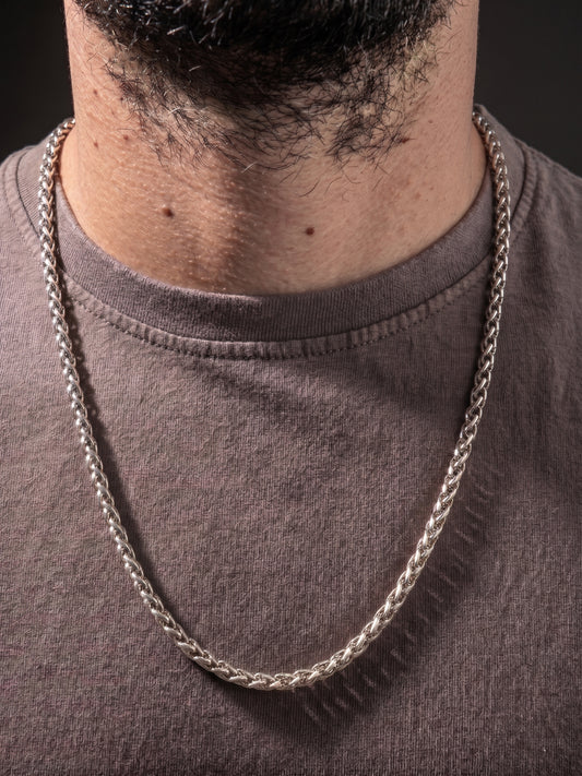 Collier en acier inoxydable, collier chaîne byzantine, bijou homme, cadeau pour lui