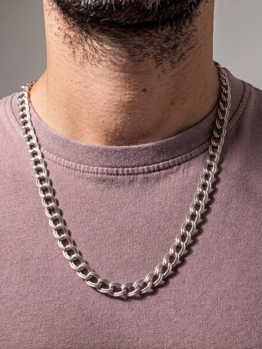 Collier homme en acier inoxydable, collier chaîne trombone, cadeau bijou homme