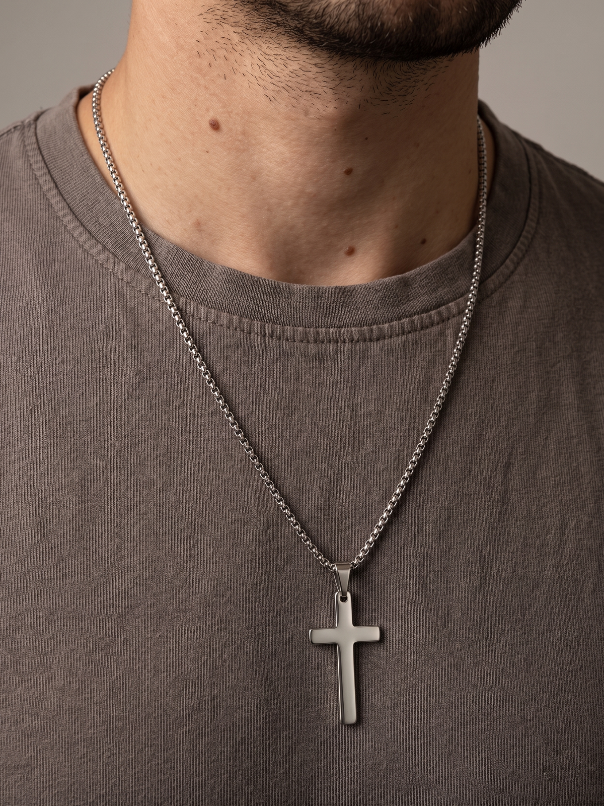 Collier pendante croix acier inoxydable, collier chaîne chrétienne, collier homme, cadeau religieux