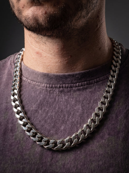 Collier homme en acier inoxydable, collier chaîne cubaine 10mm, cadeau pour lui
