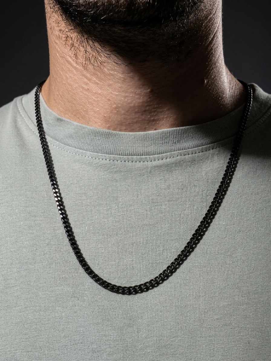 Collier homme en acier inoxydable, collier chaîne vigne, bijou homme, cadeau pour lui