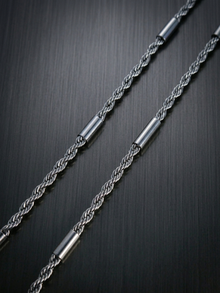 Collier homme en acier inoxydable, collier chaîne torsadée avec maillons, cadeau bijou homme