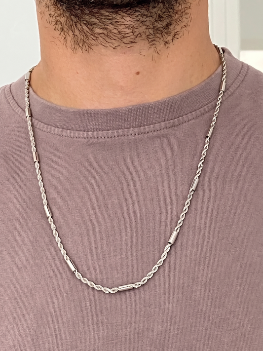 Collier homme en acier inoxydable, collier chaîne torsadée avec maillons, cadeau bijou homme