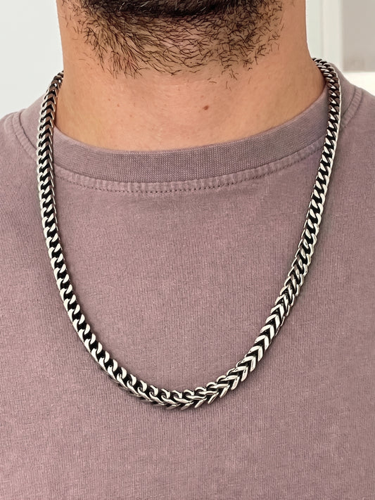 Collier homme en acier inoxydable, collier chaîne blé, cadeau bijou homme