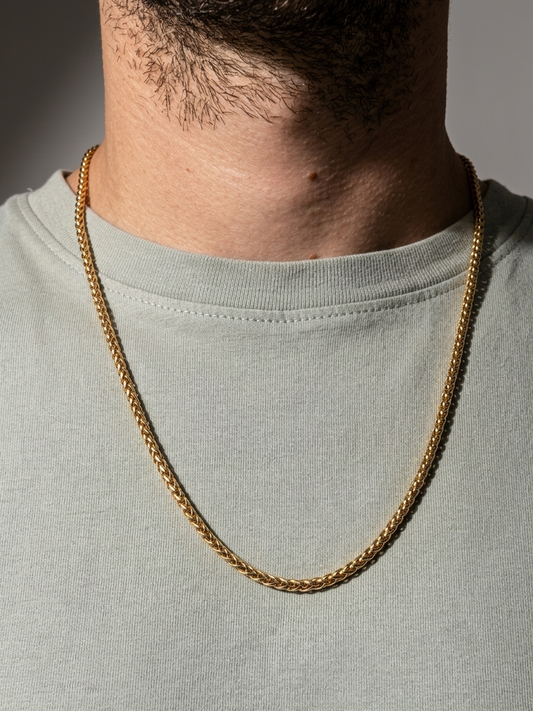 Collier en acier inoxydable pour homme, collier byzantine doré 3mm, cadeau pour lui