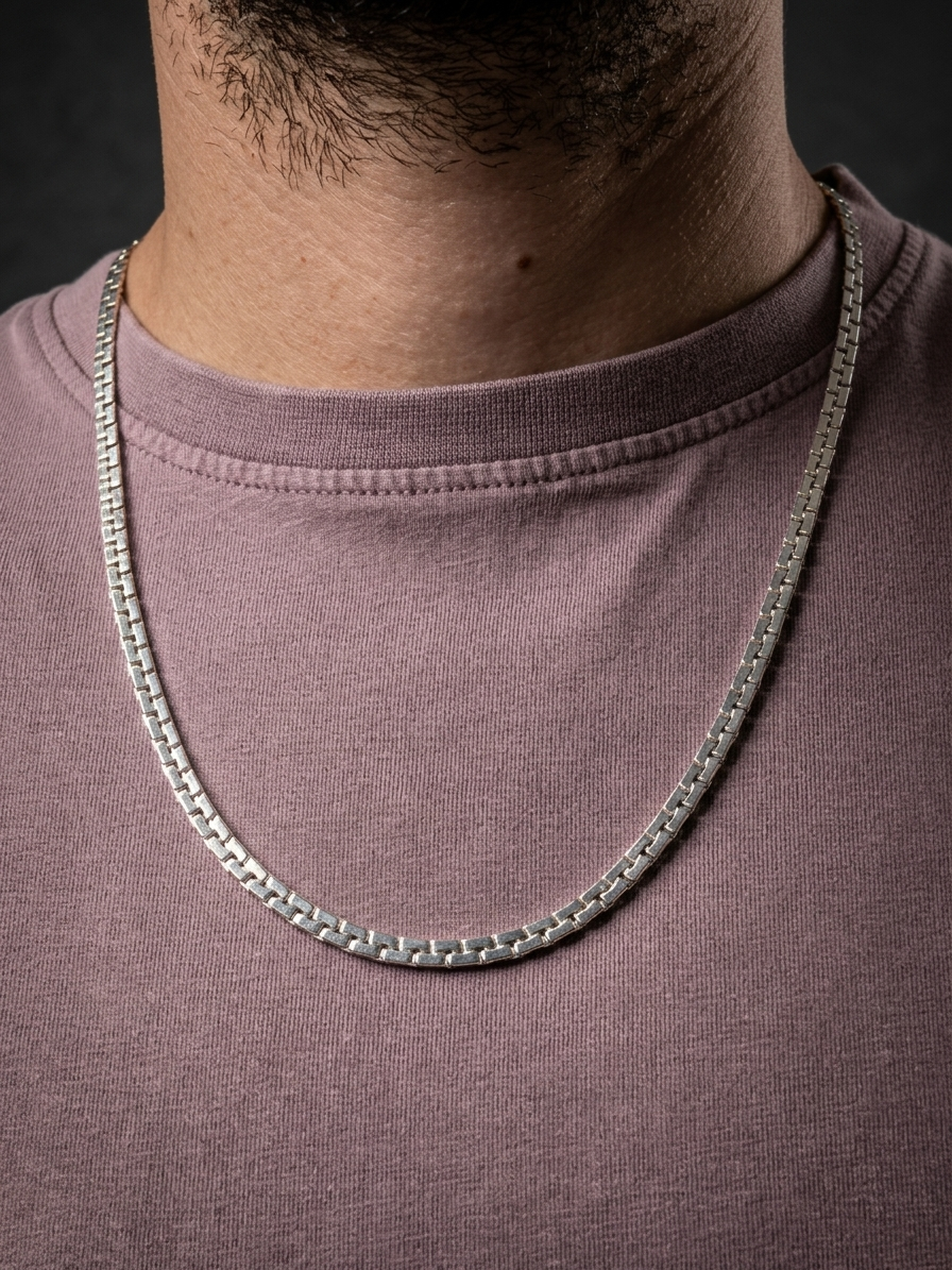 Collier homme en acier inoxydable, collier chaîne escalier, bijou homme, cadeau pour lui