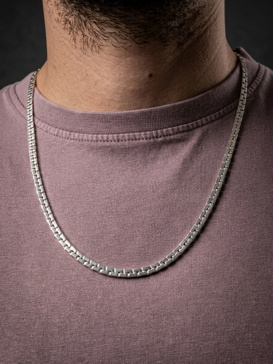 Collier homme en acier inoxydable, collier chaîne escalier, bijou homme, cadeau pour lui
