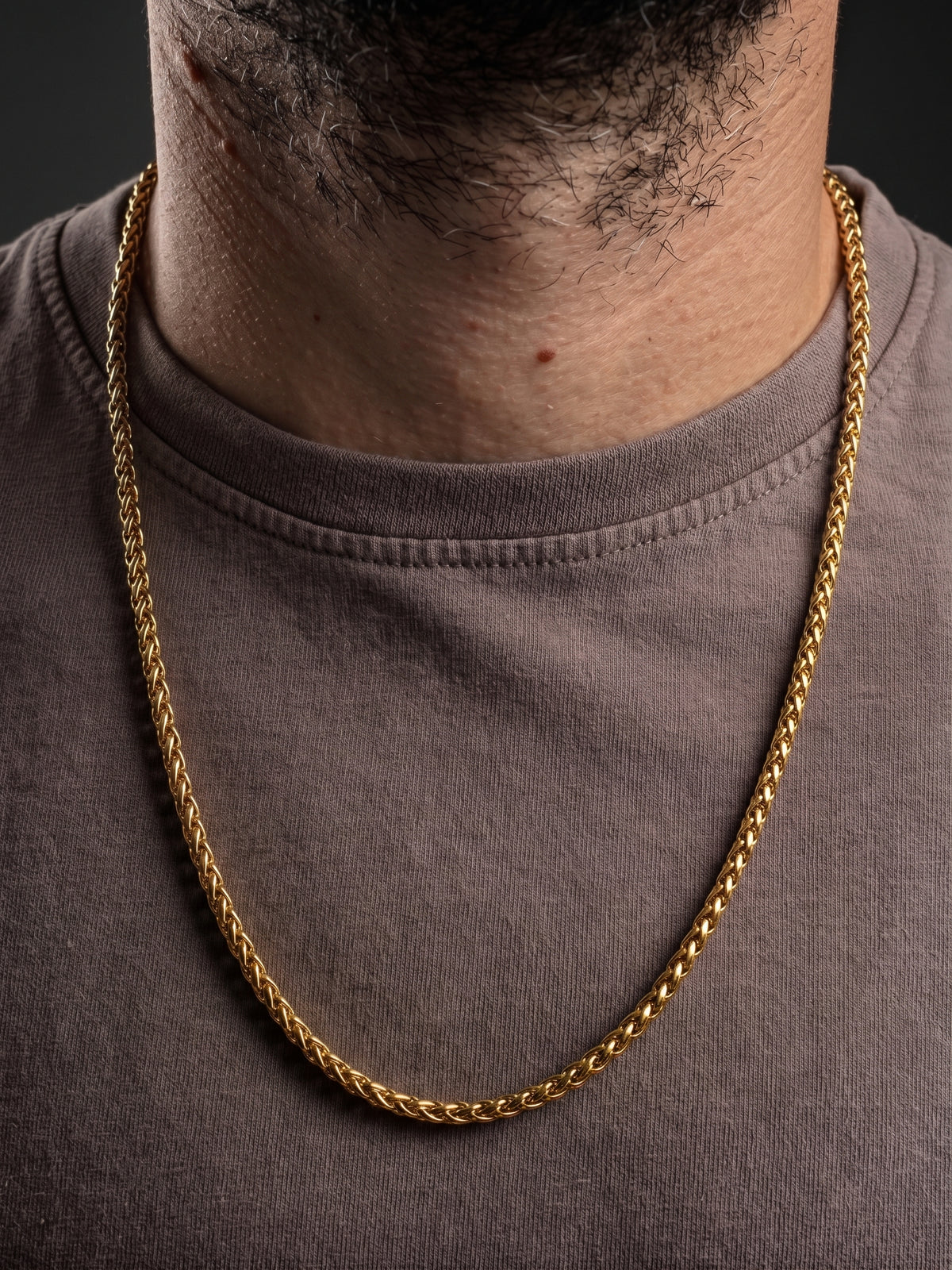 Collier en acier inoxydable doré, collier chaîne byzantine, bijou homme, cadeau pour lui