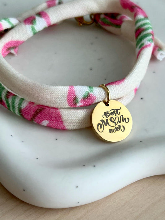 Bracelet maman personnalisé en cordon liberty, bracelet best mom ever, bracelet maman gravé, cadeau fête des mères
