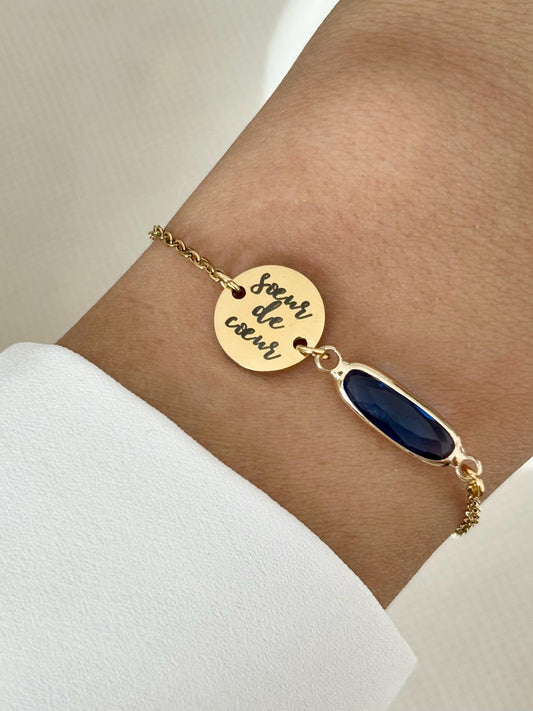 Bracelet sœur pierre de naissance, bracelet sœur de cœur, bracelet amitié, cadeau sœur, cadeau pour meullieure amie, cadeau fête des mères