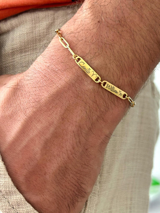 Bracelet Personnalisé Prénoms Enfants, Bijou Nom Zodiac Personnalisé, cadeau unisexe personnalisé, Cadeau Fête des Pères pour mari