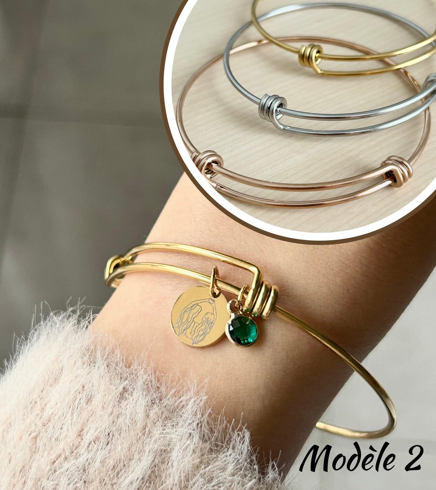 Bracelet maîtresse personnalisé, bracelet jonc avec pierre de naissance, cadeau meilleure maîtresse, bijou minimaliste, cadeau nounou