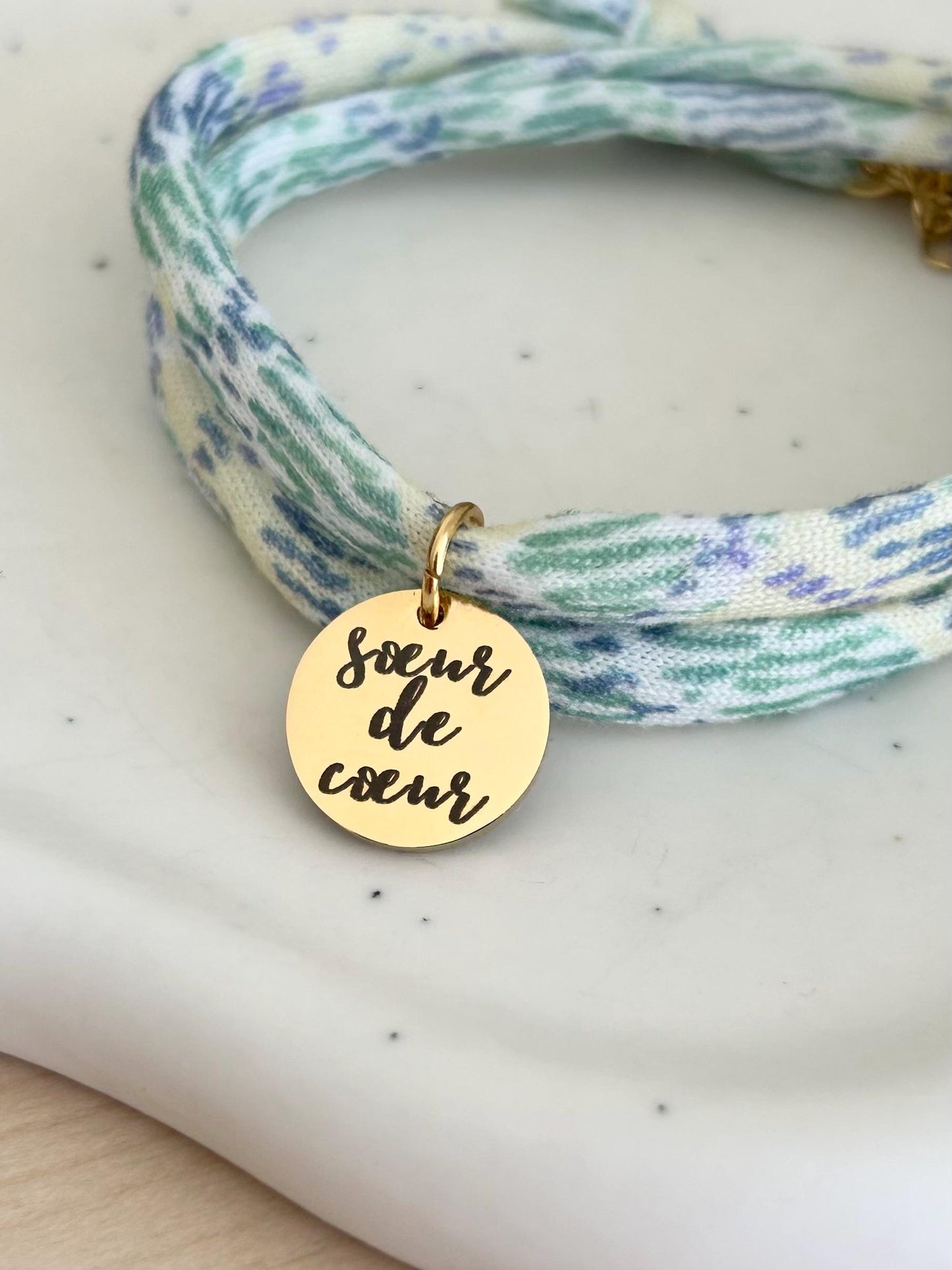 Bracelet sœur de cœur personnalisé en corde, bracelet sœur, bracelet amitié, bracelet médaille à graver, cadeau sœur, cadeau fête des mères