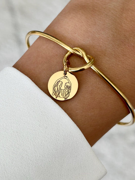 Bracelet jonc personnalisé en acier inoxydable, bracelet sœur de cœur, bracelet amitié, cadeau sœur, cadeau meullieure amie, fête des mères